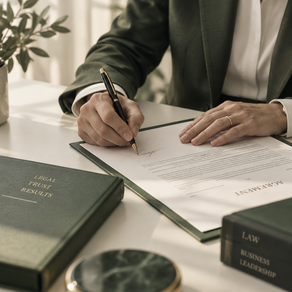 Professional signing a legal document